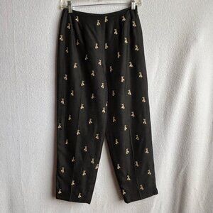 Black Silk Embroidered Pants Size 4P